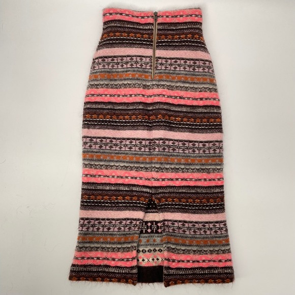J. Crew Cashmere Wool Fair Isle Knit Skirt XXS Pink Brown Gray Boho Fairycore - Picture 5 of 10